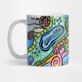 Sunny Day River & Trees Vibrant Colorful Abstract Mug